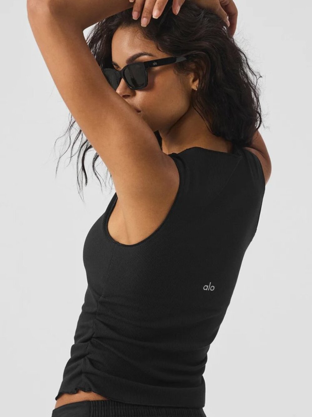 ALO YOGA Ribbed En Pointe Tank Black